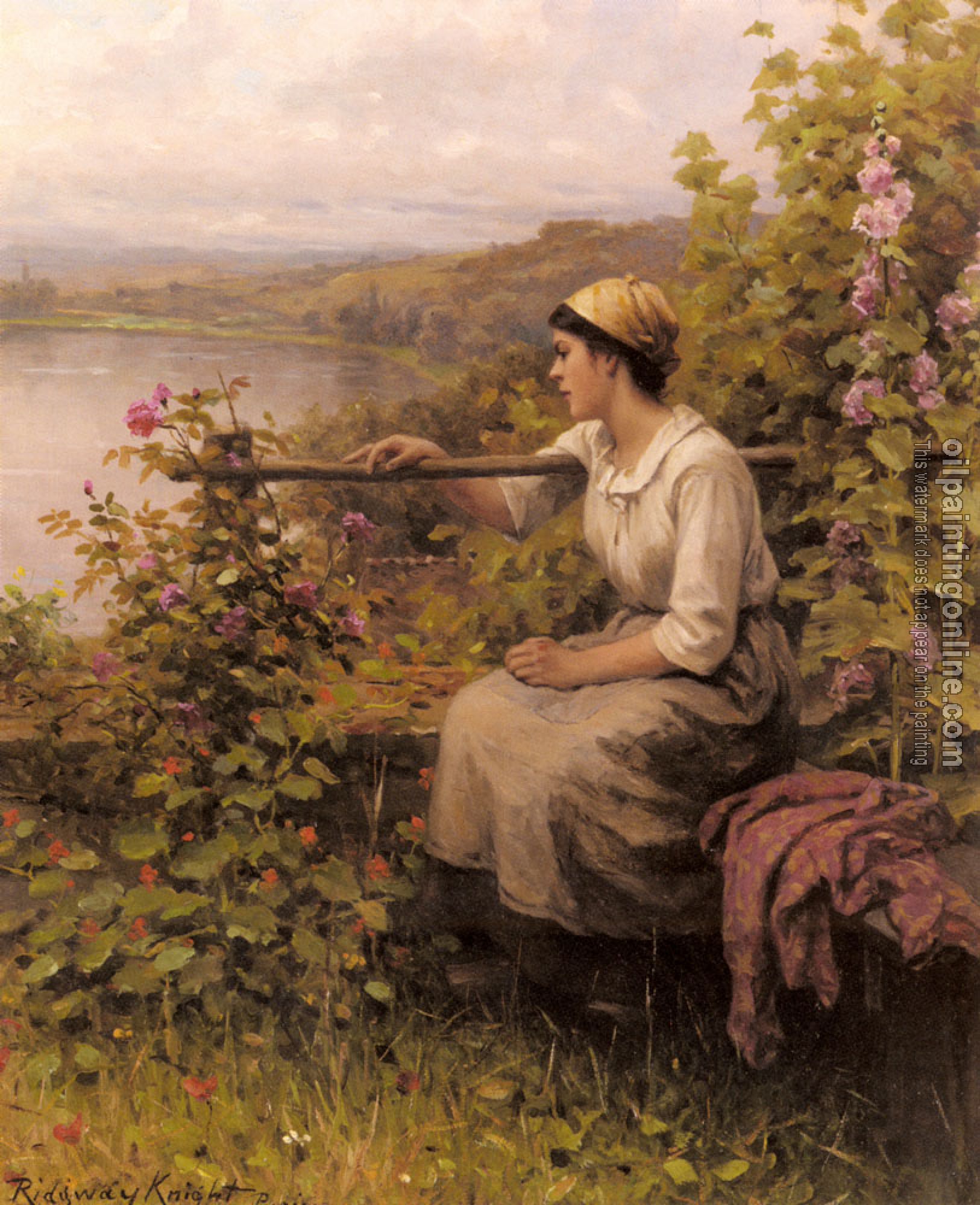 Daniel Ridgway Knight - Resting In The Garden